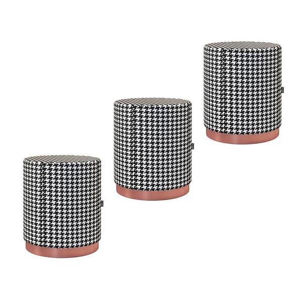 Kit 3 Puffs Decorativo Redondo Denver Em Couríssimo - Salaone