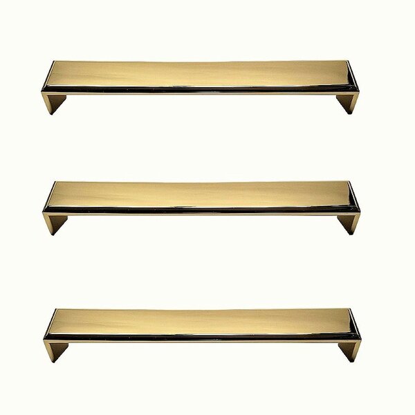 Kit 3 Puxador Creta Zen Gold Brilhante Dourado 192 Mm