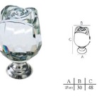 Kit 3 Puxador Italy Line 4523 Rosa Vidro Transparente