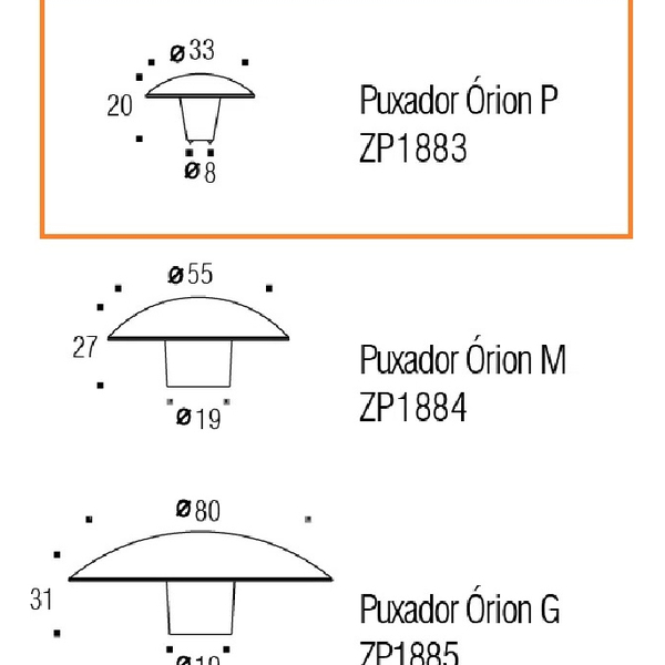 Kit 3 Puxador Orion Zen 33x20mm Preto Zp1883.24 Pequeno | Leroy Merlin