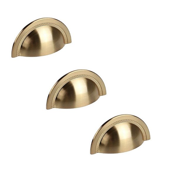 Kit 3 Puxador Shell Gold Escovado Zen 64mm Zp4318.b00