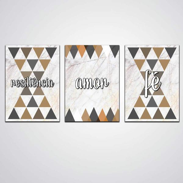 Kit 3 Quadrinhos Fé Frase Flor Sala Quarto Escritor Promoção