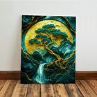 Kit 3 Quadro Decorativo Abstrato Jade Verde Dourado Efeito Qu