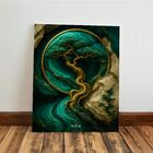 Kit 3 Quadro Decorativo Abstrato Jade Verde Dourado Efeito Qu