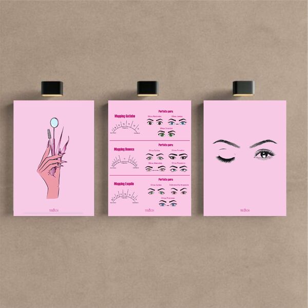 Kit 3 Quadro Decorativo Cílios Lash Design Sobrancelha Salão