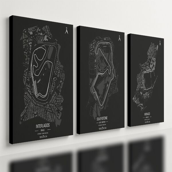 Kit 3 Quadro Decorativo Circuitos Formula Carro Interlagos 40