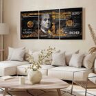 Kit 3 Quadro Decorativo Dinheiro Dólar Dourado Real Riqueza 4