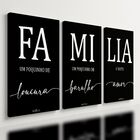 Kit 3 Quadro Decorativo Família Amor Sala Quarto Premium 28x2
