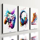 Kit 3 Quadro Decorativo Gamer Headset Controle Tênis Quarto 2