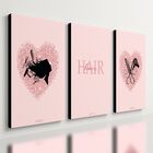 Kit 3 Quadro Decorativo Hair Studio Salão Cabelereira Beleza