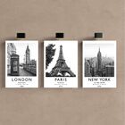 Kit 3 Quadro Decorativo Londres Paris New York Quarto Sala 28