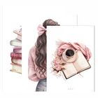 Kit 3 Quadro Decorativo Menina Jovem Estudos Rosa Quarto 40x2