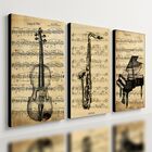 Kit 3 Quadro Decorativo Musica Clássica Retro Piano Violino 2