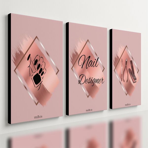 Kit 3 Quadro Decorativo Nair Designer Manicure Unhas Salão 40