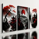 Kit 3 Quadro Decorativo Paisagem Japonesa Japão Samurai 40x28