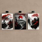 Kit 3 Quadro Decorativo Paisagem Japonesa Japão Samurai 40x28