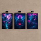 Kit 3 Quadro Decorativo Paisagem Japonesa Japão Samurai Rosa