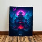 Kit 3 Quadro Decorativo Paisagem Japonesa Japão Samurai Rosa