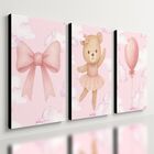 Kit 3 Quadro Decorativo Quarto Meninas Bebê Infantil Rosa 28x