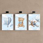 Kit 3 Quadro Decorativo Quarto Meninos Bebê Infantil Azul 40x