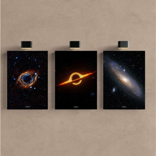 Kit 3 Quadro Galaxia Planeta Astronauta Universo Mdf Tratado