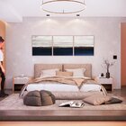 Kit 3 Quadro Tela Decorativa Com Moldura Estampa Abstrata Azu