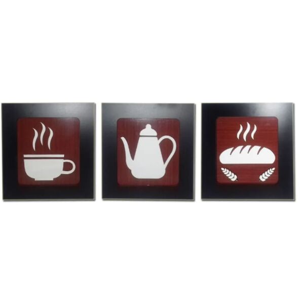 Kit 3 Quadros 33 X 30 Para Cozinha Para Decoração Mdf