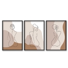 Kit 3 Quadros Abstrato Curvas Mulher Moderno 24x18cm - Com Vi