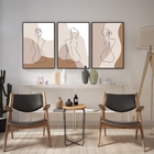 Kit 3 Quadros Abstrato Curvas Mulher Moderno 45x34cm - Com Vi