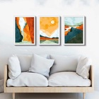 Kit 3 Quadros Abstratos Aquarela Paisagens Coloridas 24x18cm
