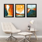 Kit 3 Quadros Abstratos Aquarela Paisagens Coloridas 24x18cm