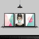 Kit 3 Quadros Abstratos Audrey Chiclete 33x24cm - Com Vidro M