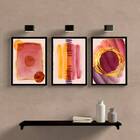 Kit 3 Quadros Abstratos Bordô 45x34cm - Com Vidro Moldura:mad