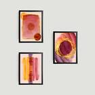 Kit 3 Quadros Abstratos Bordô 45x34cm - Com Vidro Moldura:mad