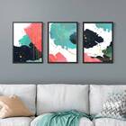 Kit 3 Quadros Abstratos Coloridos 24x18cm - Com Vidro Moldura