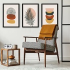 Kit 3 Quadros Abstratos Contemporâneos Boho 45x34cm Moldura:m