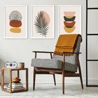 Kit 3 Quadros Abstratos Contemporâneos Boho 45x34cm Moldura:m