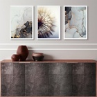 Kit 3 Quadros Abstratos Dente De Leão Mármore 45x34cm Moldura