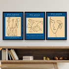 Kit 3 Quadros Abstratos Formas De picasso 33x24cm - Com Vidro