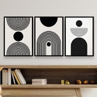 Kit 3 Quadros Abstratos Formas Geométricas matisse 45x34cm -