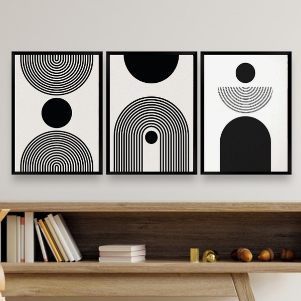 Kit 3 Quadros Abstratos Formas Geométricas matisse 45x34cm -