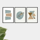 Kit 3 Quadros Abstratos Geométricos Pássaros 45x34cm - Com Vi