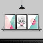Kit 3 Quadros Abstratos Marilyn Chiclete 45x34cm - Com Vidro