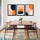 Kit 3 Quadros Abstratos Marrom Com Preto 45x34cm - Com Vidro