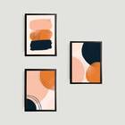 Kit 3 Quadros Abstratos Marrom Com Preto 45x34cm - Com Vidro