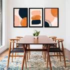 Kit 3 Quadros Abstratos Marrom Com Preto 45x34cm - Com Vidro