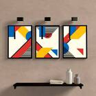 Kit 3 Quadros Abstratos Mondrian 24x18cm Moldura:madeira Bran