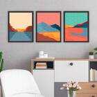 Kit 3 Quadros Abstratos Montain Colors 45x34cm - Com Vidro Mo