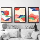 Kit 3 Quadros Abstratos Montanhas Multicoloridas 45x34cm - Co