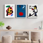 Kit 3 Quadros Abstratos Obras De Miró 33x24cm - Com Vidro Mol